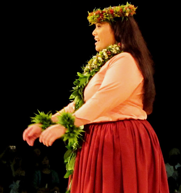 [Miss Aloha Hula Competition] Lilinoe Sterling on the Kahiko night of the Merrie Monarch Miss Aloha Hula Competition, 2012. Photo by Albert Cardamon.