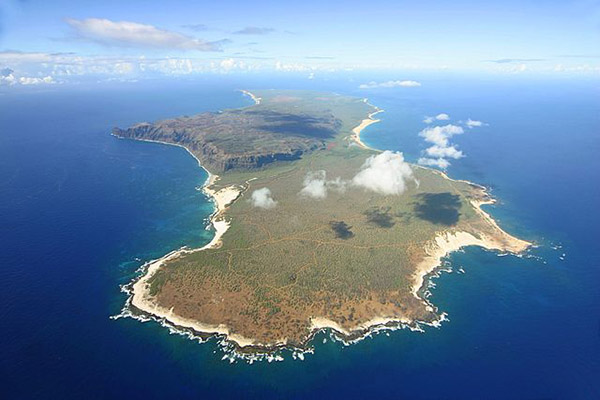 [Aerial view of Niʻihau] Looking southwestward from the north. Photo by Christopher P. Becker.