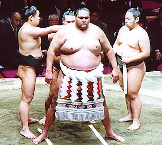 [Akebono] Grand champion sumo wrestler (yokozuna). Photo by Philbert Ono.